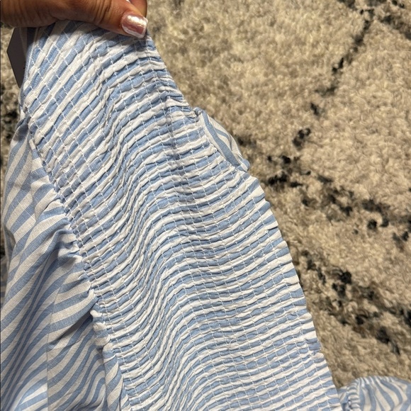 XXL (20) Time and Tru Light Blue and White Babydoll  With Cap Sleeves Blouse - Picture 10 of 11